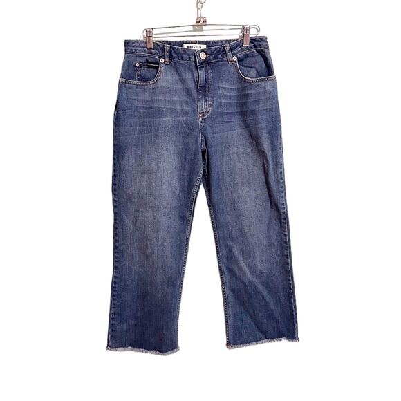 Whistles Fray Crop Medium Wash Jean Size 29 Straight Leg - Picture 1 of 6